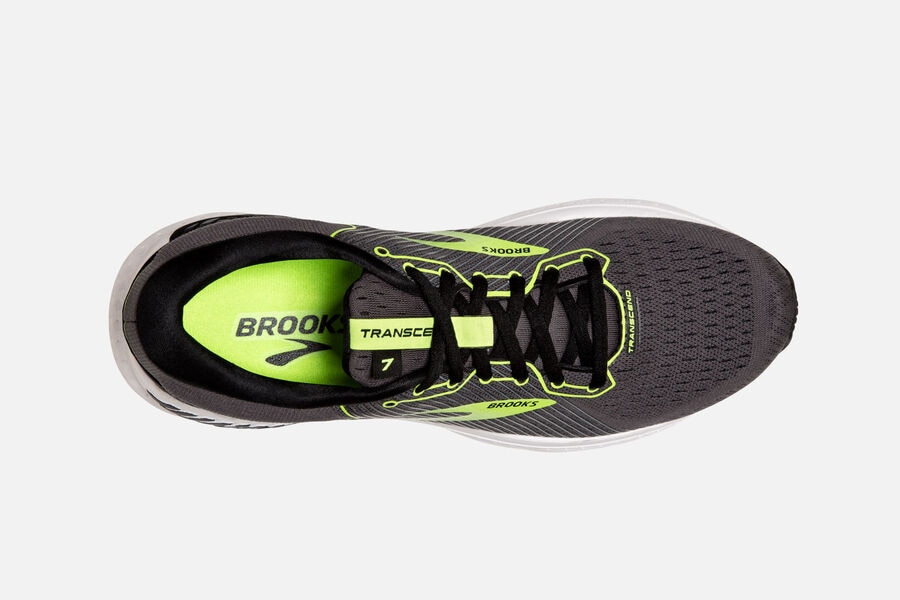 Transcend 7 Road Brooks Running Shoes NZ Mens - Black/Green - IUAKMR-805